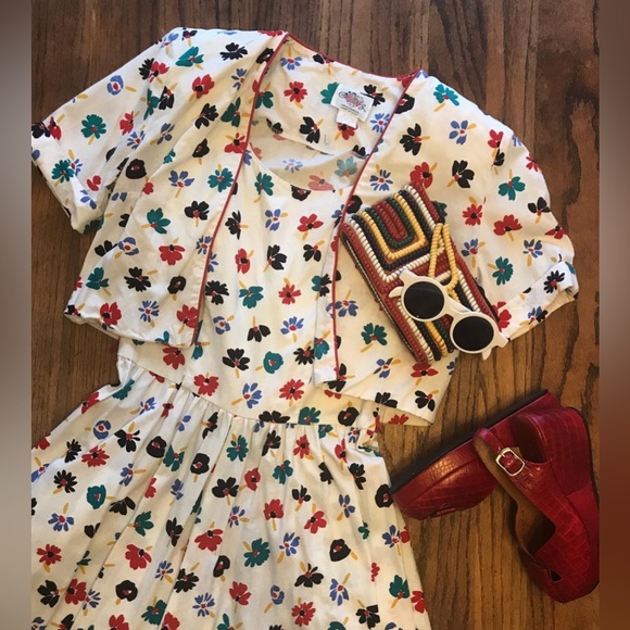 lanz originals Dresses & Skirts - SOLD 90’s VTG Lanz Originals scoop Back dress matching crop jacket S M